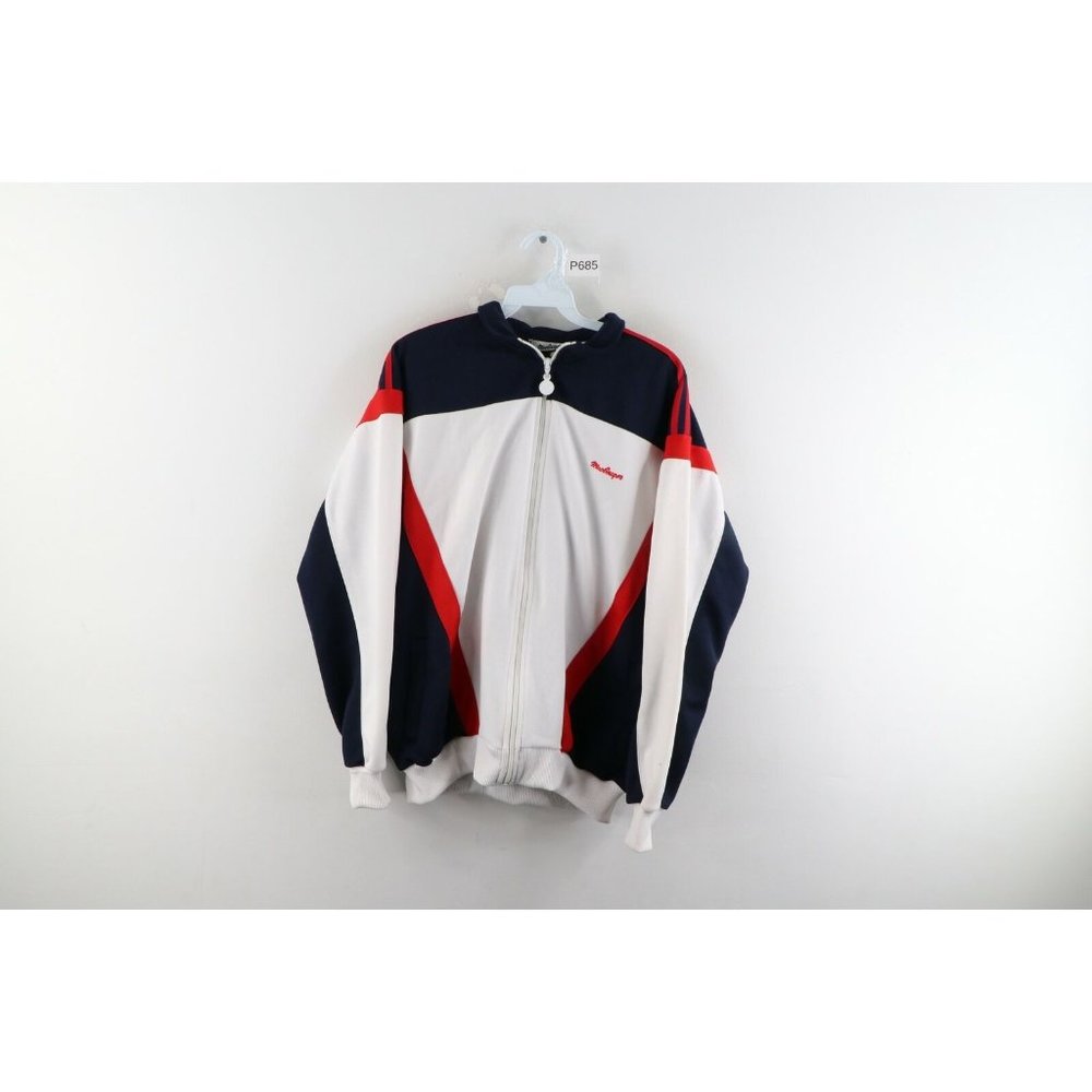 Vintage 80s Streetwear Large Multicolor Full Zip Warm Up Tennis Track Jacket